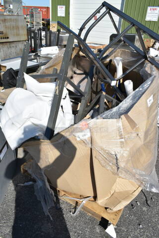 BRAND NEW SCRATCH AND DENT! PALLET LOT of Various Items Including Black Metal Bar Height Chair Frames