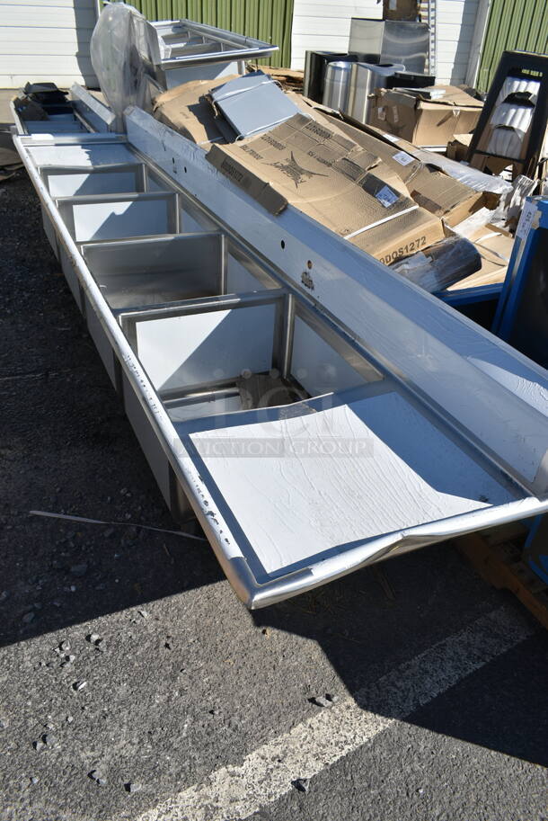 BRAND NEW SCRATCH AND DENT! Regency 600S42424224 Stainless Steel 4 Bay Sink w/ Dual Drain Board. No Legs. Bays 24x24x13.5. Drain Boards 22x26 - Image 2 of 10