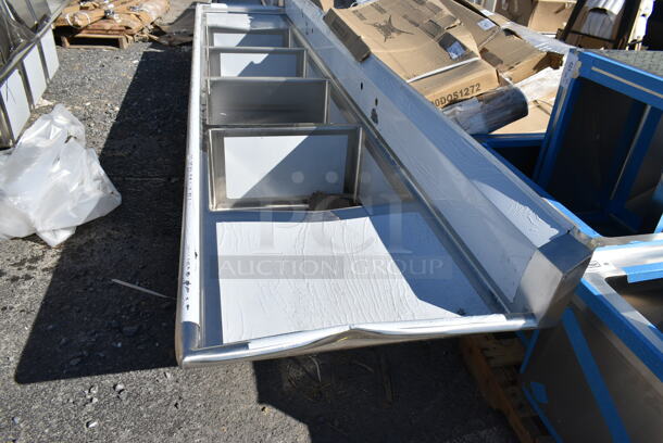 BRAND NEW SCRATCH AND DENT! Regency 600S42424224 Stainless Steel 4 Bay Sink w/ Dual Drain Board. No Legs. Bays 24x24x13.5. Drain Boards 22x26 - Image 3 of 10