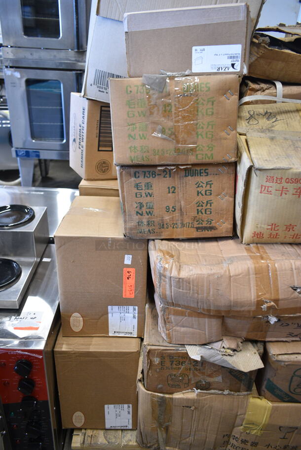 PALLET LOT of 42 BRAND NEW Boxes Including 5001TP3X4 Lavex Individually-Wrapped 1-Ply Standard 1000 Sheet Toilet Paper Roll - 96/Case, 3 Box Rego C936-31 Saucers, 3 Box Rego C736-21 Saucers, 75004237 Antimicrobial Foam Hand Soap, Azar 152727 Double Foot Frame,  - Image 12 of 12