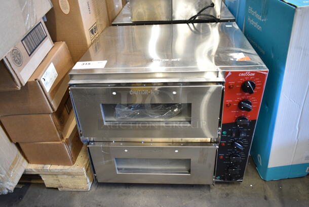 BRAND NEW SCRATCH AND DENT! 2023 Crosson CPO-320 Stainless Steel Commercial Countertop Electric Powered 2 Deck Pizza Oven w/ Cooking Stones. 120 Volts, 1 Phase. Tested and Working! - Image 2 of 7
