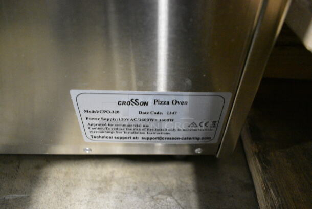 BRAND NEW SCRATCH AND DENT! 2023 Crosson CPO-320 Stainless Steel Commercial Countertop Electric Powered 2 Deck Pizza Oven w/ Cooking Stones. 120 Volts, 1 Phase. Tested and Working! - Image 7 of 7