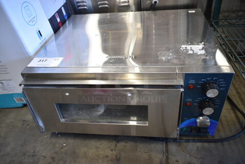 BRAND NEW SCRATCH AND DENT! 2023 Hoocoo CMO-1 Stainless Steel Commercial Countertop Electric Powered Pizza Oven w/ Broken Cooking Stone. 120 Volts, 1 Phase. Tested and Working!