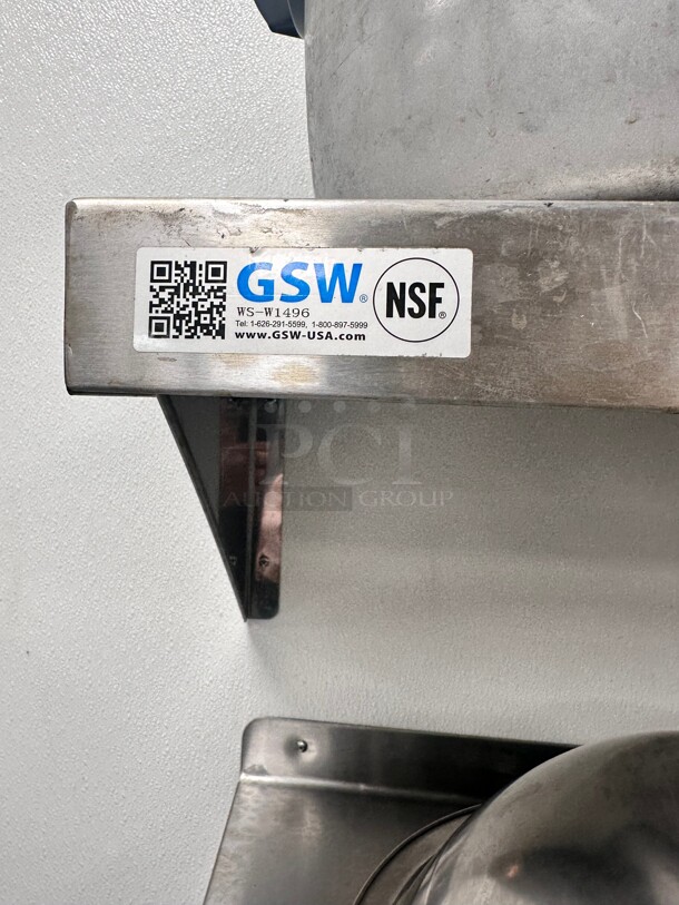 GSW USA WS-W1496 14 x 96 S/s Wall Mount Shelf w/Mounting Brackets - Image 3 of 5