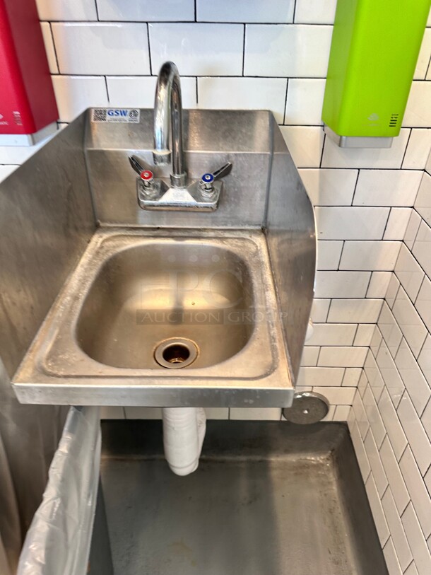 GSW USA HS-1217S Hand Sink 12x17 S/s Splash Guards NSF Buyer Must Remove - Image 2 of 4