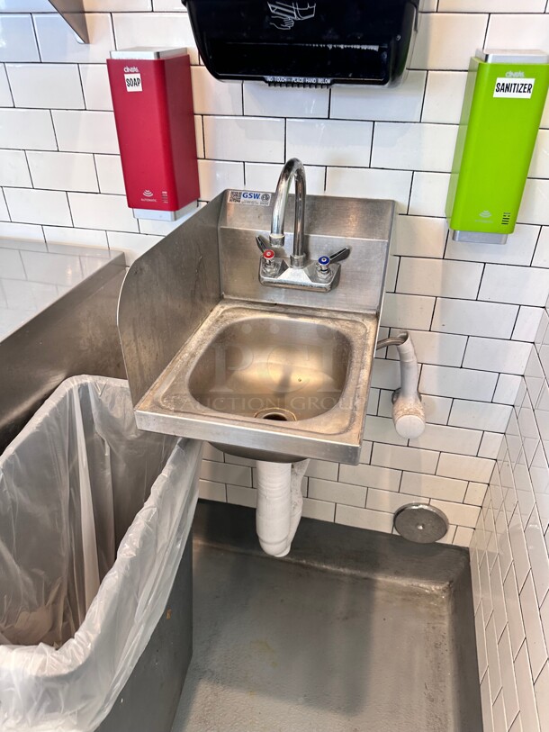 GSW USA HS-1217S Hand Sink 12x17 S/s Splash Guards NSF Buyer Must Remove - Image 3 of 4