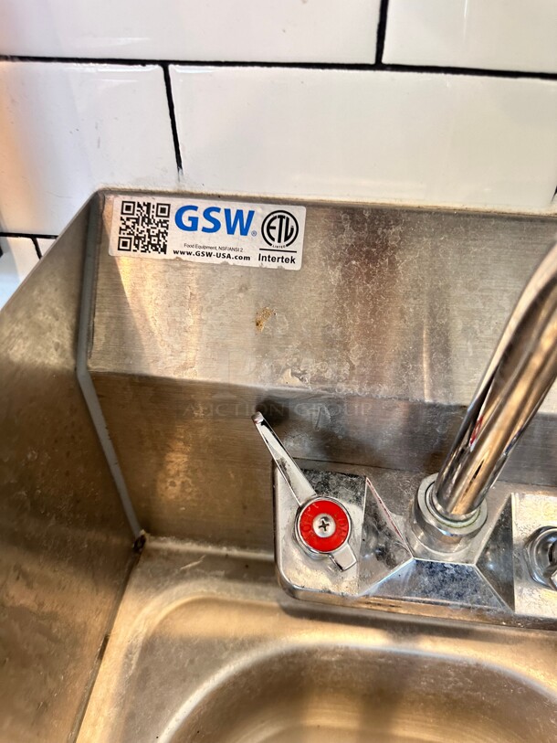 GSW USA HS-1217S Hand Sink 12x17 S/s Splash Guards NSF Buyer Must Remove - Image 4 of 4
