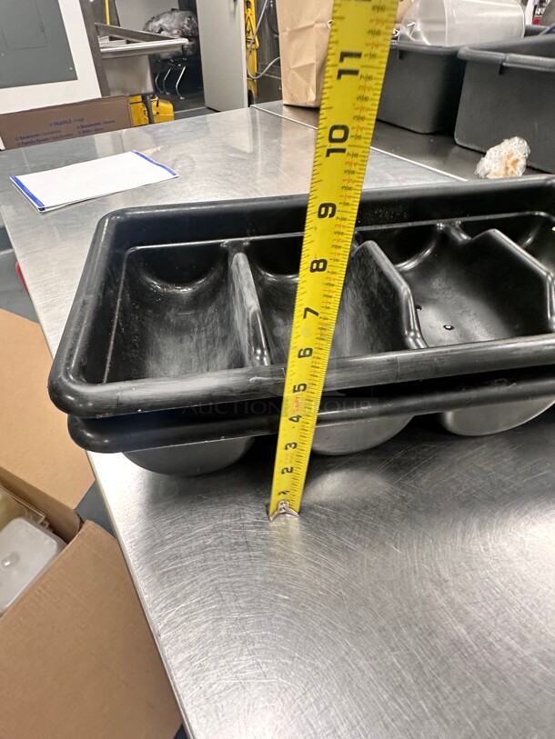 Choice Black 4-Compartment Plastic Cutlery Box / Flatware Bin with Handles - Image 5 of 7
