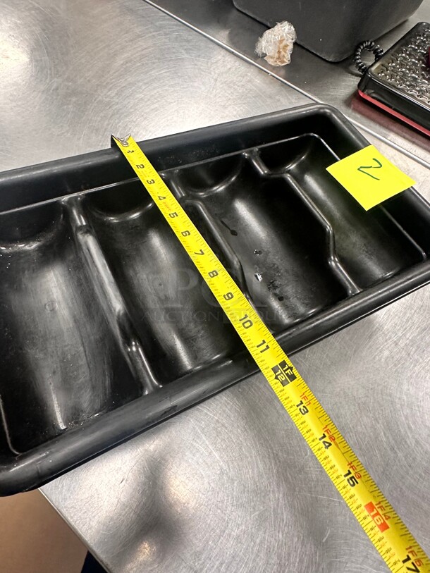 Choice Black 4-Compartment Plastic Cutlery Box / Flatware Bin with Handles - Image 6 of 7