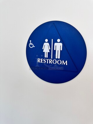 12 in. x 12 in. Blue Plastic Circle Triangle Restroom Sign

