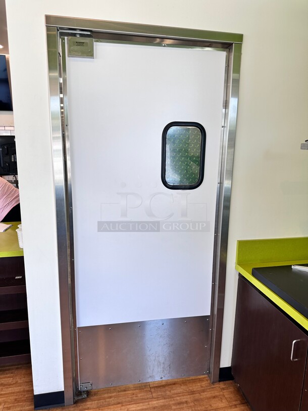 Eliason LWP-3 36 x 84 Single Aluminum Swinging Traffic Door with  Window  - Image 1 of 4