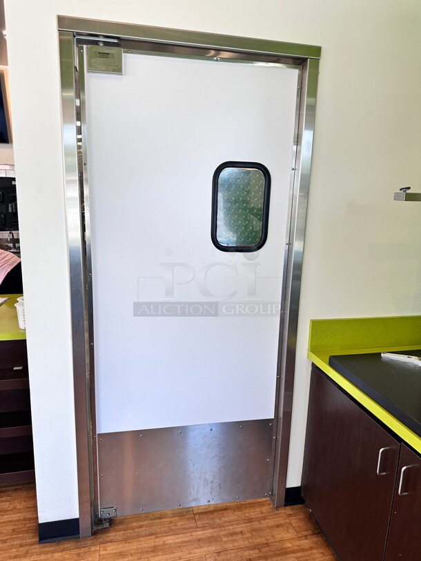 Eliason LWP-3 36 x 84 Single Aluminum Swinging Traffic Door with  Window  - Image 2 of 4