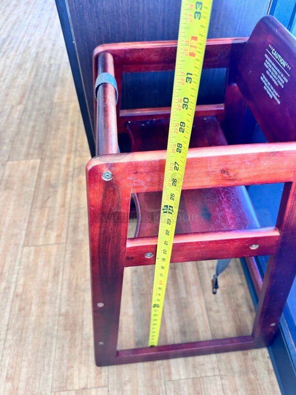 Winco CHH-103 30 inch Stackable Wood High Chair w/ Waist Strap, Mahogany - Image 5 of 5
