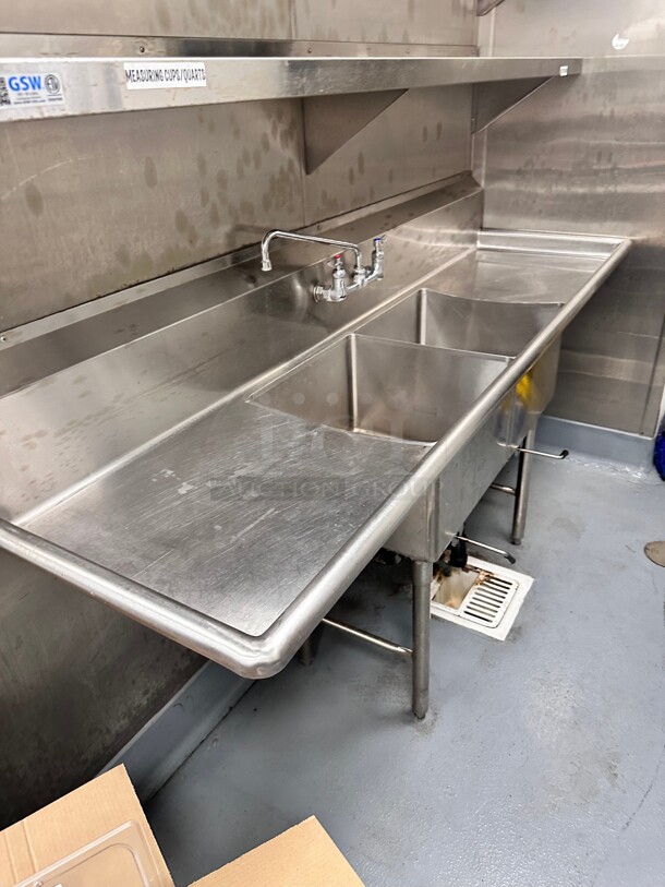 GSW USA SE18182D24 Two-Tubs Sink with 2 Drain Boards, 84-1/4W X 24D X 45H - Image 1 of 3