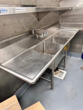 GSW USA SE18182D24 Two-Tubs Sink with 2 Drain Boards, 84-1/4W X 24D X 45H