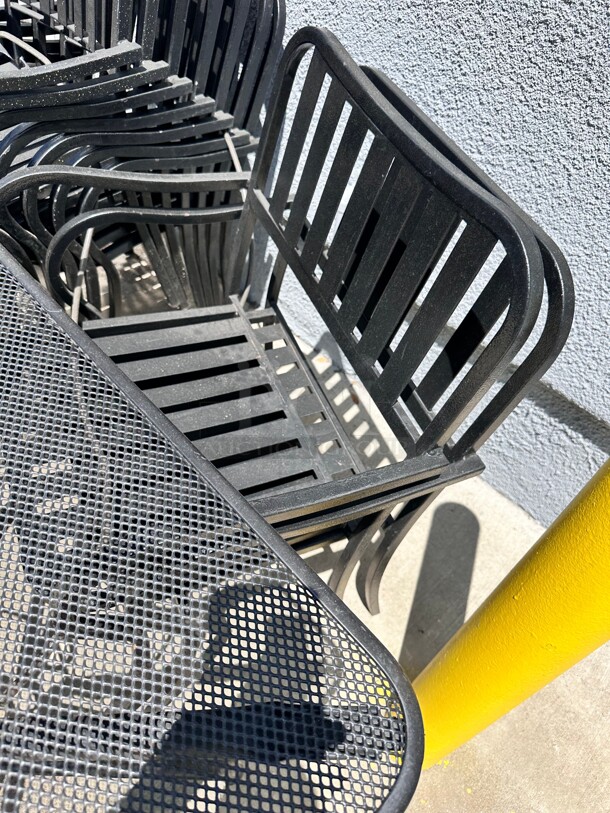 Patio Metal Chair Black Stackable - Image 2 of 3