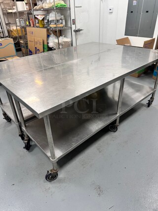 Deluxe Mobile Stainless Steel Worktable with Bottom Shelf - 84 x 30