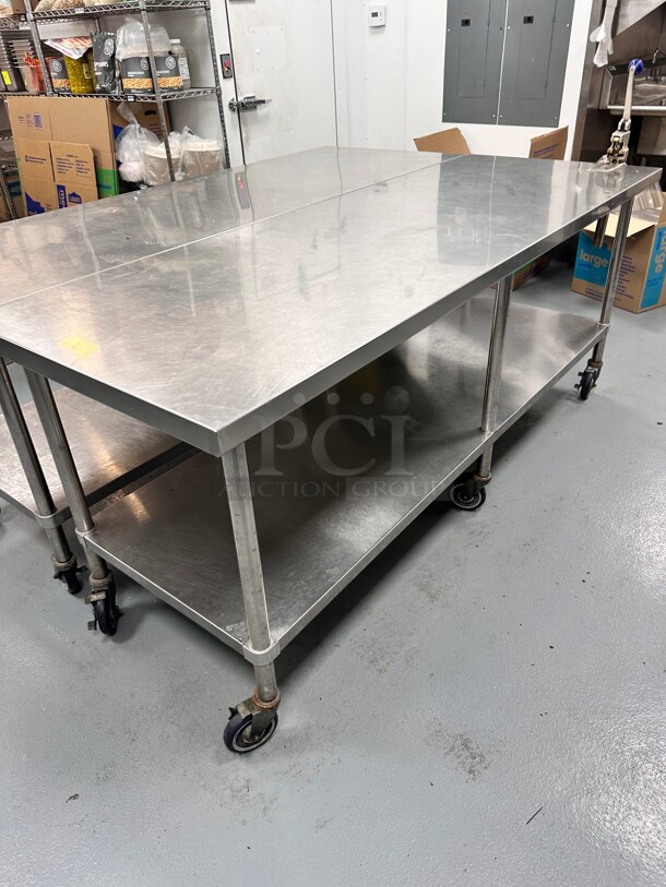 Deluxe Mobile Stainless Steel Worktable with Bottom Shelf - 84 x 30 - Image 2 of 10