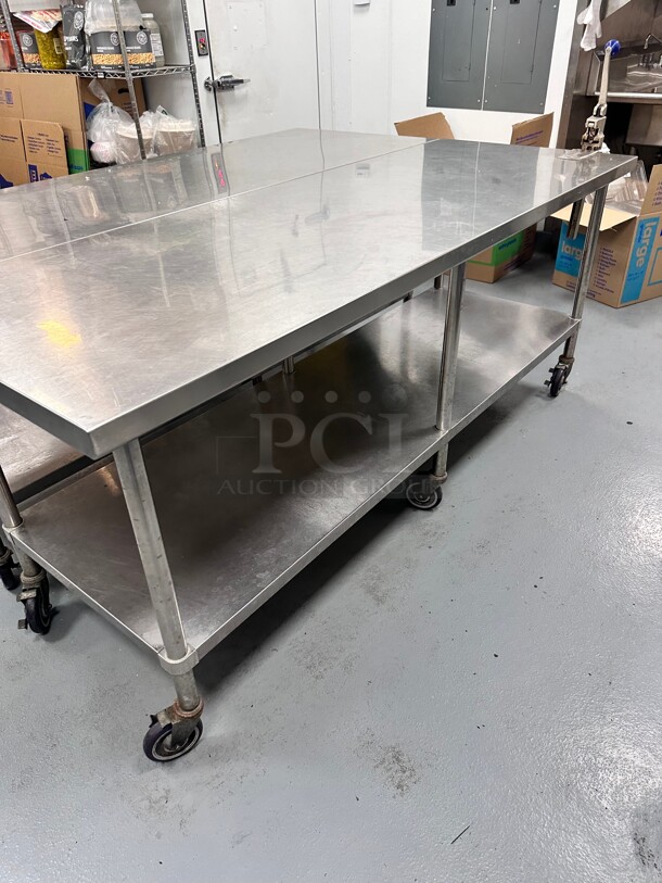 Deluxe Mobile Stainless Steel Worktable with Bottom Shelf - 84 x 30 - Image 3 of 10