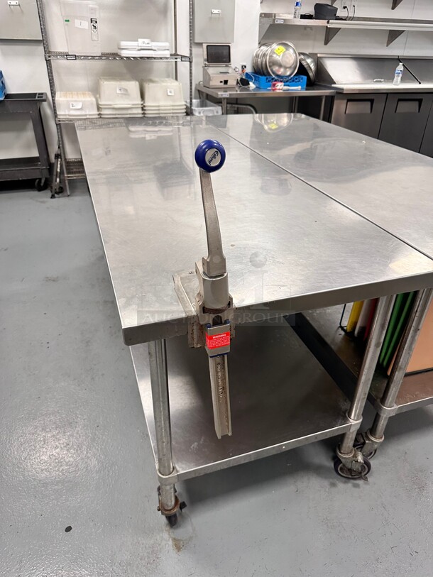 Deluxe Mobile Stainless Steel Worktable with Bottom Shelf - With Can Opener 84 x 30 - Image 3 of 5