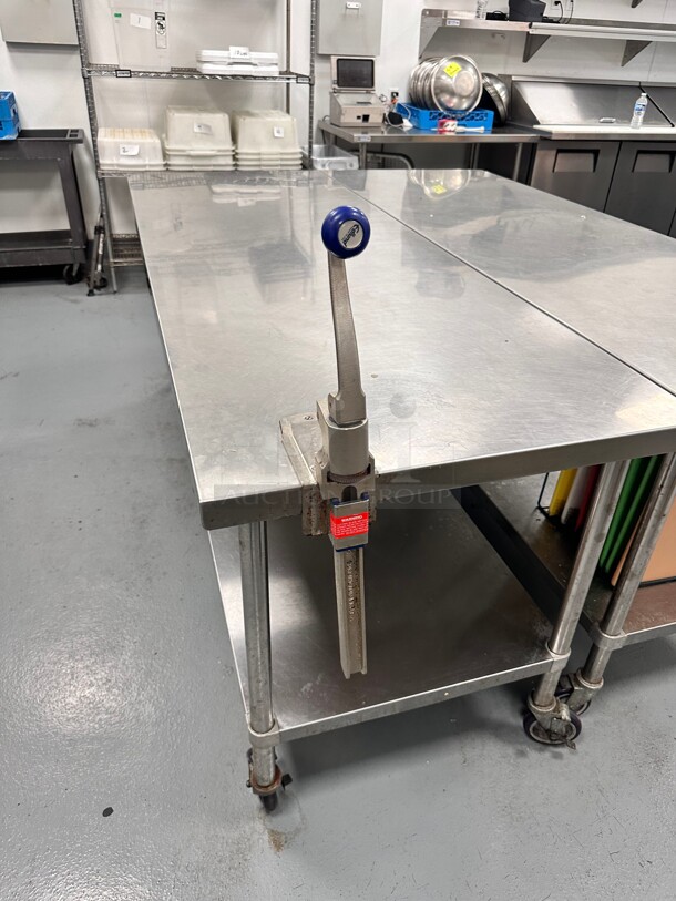 Deluxe Mobile Stainless Steel Worktable with Bottom Shelf - With Can Opener 84 x 30 - Image 4 of 5