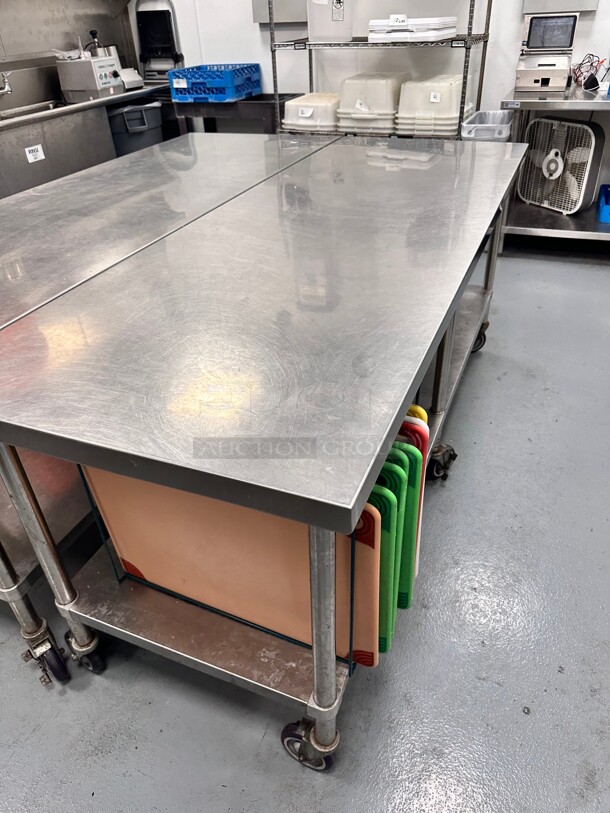 Deluxe Mobile Stainless Steel Worktable with Bottom Shelf - 84 x 30 - Image 5 of 10