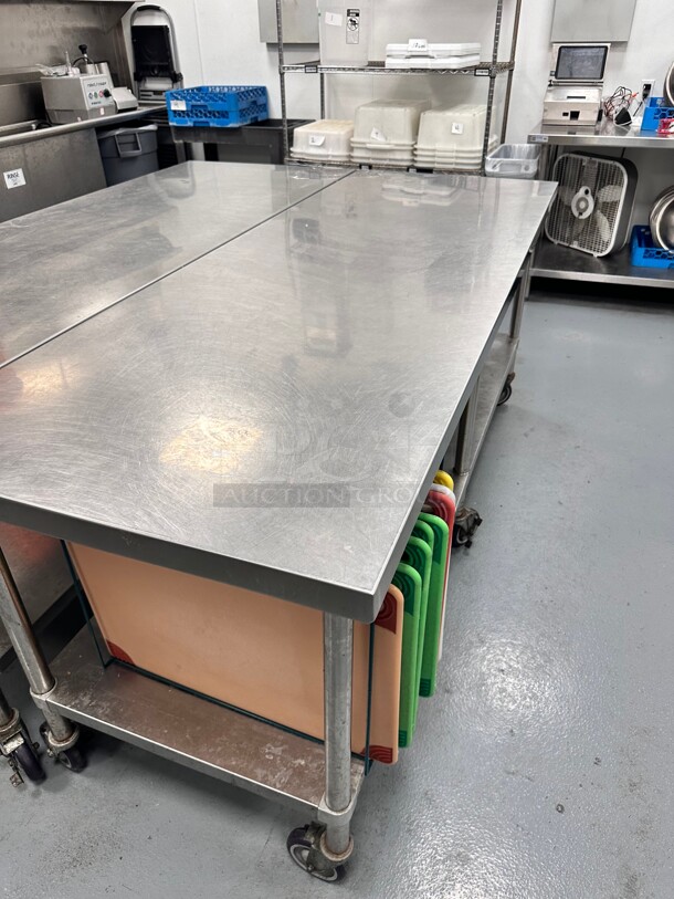 Deluxe Mobile Stainless Steel Worktable with Bottom Shelf - 84 x 30 - Image 10 of 10