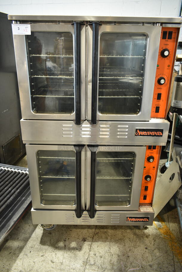 2 Sierra SRCO  Stainless Steel Commercial Natural Gas Powered Full Size Convection Ovens w/ View Through Doors, Metal Oven Racks and Thermostatic Controls on Commercial Casters. 2 Times Your Bid! - Image 1 of 7