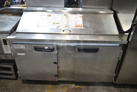 2016 Leader ESLM60S/C Stainless Steel Commercial Sandwich Salad Prep Table Bain Marie Mega Top on Commercial Casters. 115 Volts, 1 Phase. Tested and Working!
