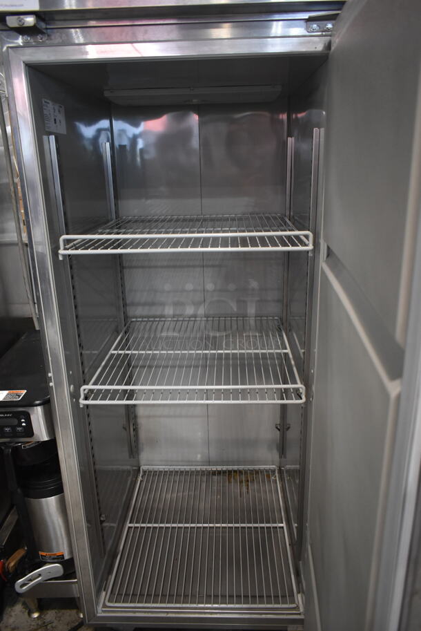 Delfield GBR1-S Stainless Steel Commercial Single Door Reach In Cooler w/ Poly Coated Racks on Commercial Casters. 115 Volts, 1 Phase. Tested and Working! - Image 2 of 3