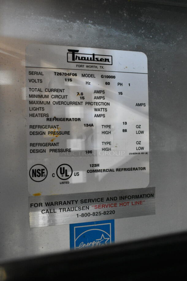 Traulsen G10000 Stainless Steel Commercial 2 Half Size Door Reach In Cooler on Commercial Casters. 115 Volts, 1 Phase. Tested and Working! - Image 6 of 6