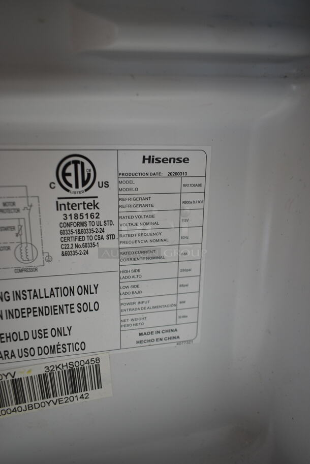 Hisense RR17D6ABE Metal Mini Cooler. 115 Volts, 1 Phase. Tested and Working! - Image 3 of 3