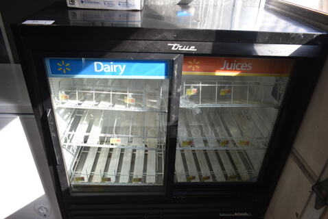 2019 True GDM-41SL-48-HC-LD Metal Commercial 2 Door Reach In Cooler Merchandiser w/ Poly Coated Racks. 115 Volts, 1 Phase. Tested and Working!