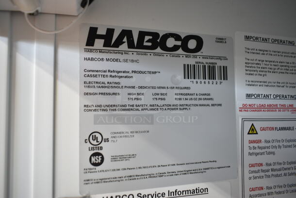 2019 Habco SE18 Metal Commercial Single Door Reach In Cooler Merchandiser w/ Poly Coated Racks. 115 Volts, 1 Phase. Tested and Working! - Image 3 of 3