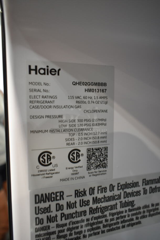 Haier QHE02GGMBBB Metal Mini Cooler. 115 Volts, 1 Phase. Cannot Test Due To Cut Power Cord - Image 4 of 4