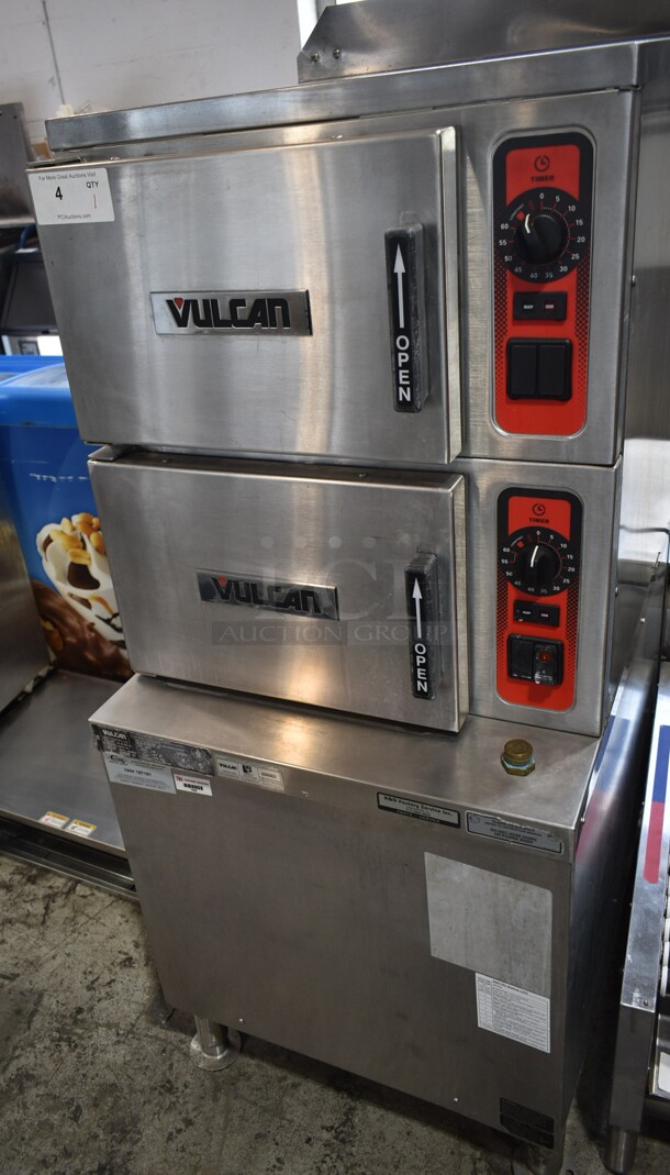 Vulcan 138085 Stainless Steel Commercial Natural Gas Powered 2 Deck Steam Cabinet. 125,000 BTU.  - Image 1 of 5