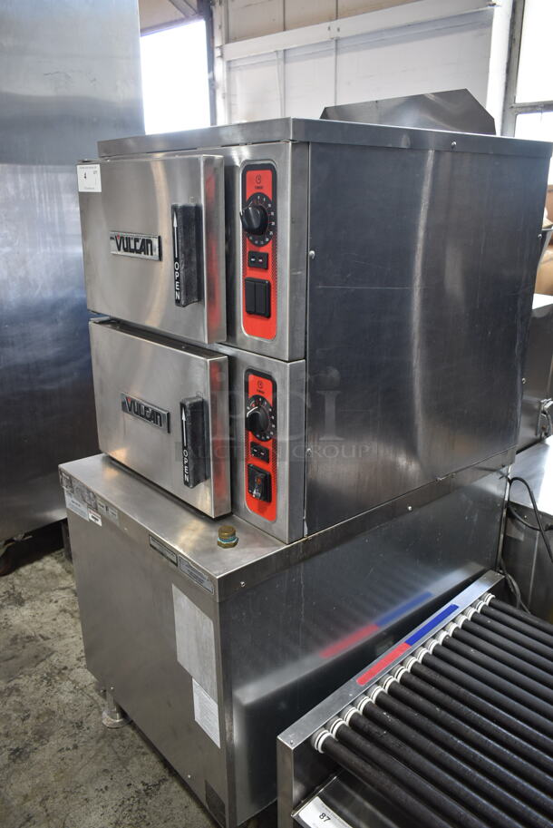 Vulcan 138085 Stainless Steel Commercial Natural Gas Powered 2 Deck Steam Cabinet. 125,000 BTU.  - Image 2 of 5