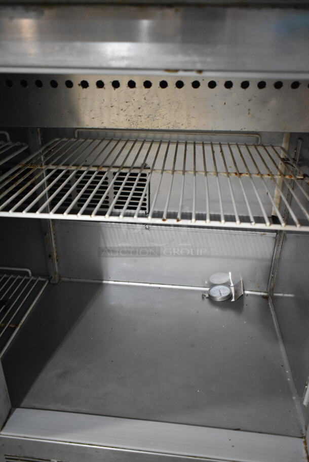 Beverage Air SPE48-12 Stainless Steel Commercial Sandwich Salad Prep Table Bain Marie Mega Top on Commercial Casters. 115 Volts, 1 Phase. Tested and Powers On But Does Not Get Cold - Image 4 of 5