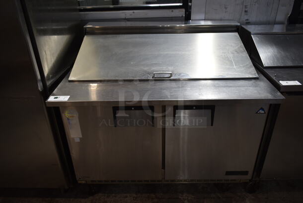 Everest E2BR2 Stainless Steel Commercial Sandwich Salad Prep Table Bain Marie Mega Top on Commercial Casters. 115 Volts, 1 Phase. Tested and Powers On But Does Not Get Cold - Image 1 of 6
