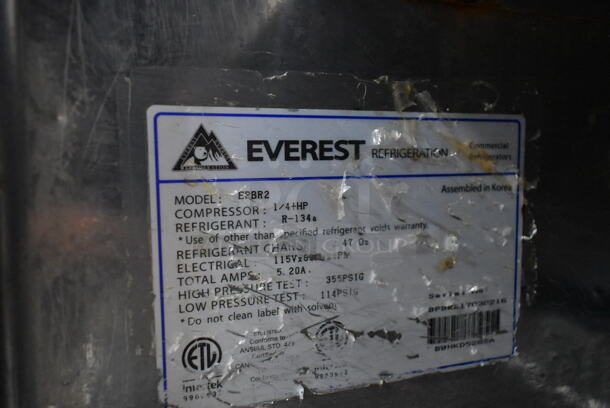 Everest E2BR2 Stainless Steel Commercial Sandwich Salad Prep Table Bain Marie Mega Top on Commercial Casters. 115 Volts, 1 Phase. Tested and Powers On But Does Not Get Cold - Image 6 of 6