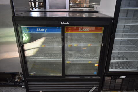 2018 True GDM-41SL-48-HC-LD Metal Commercial 2 Door Reach In Cooler Merchandiser w/ Poly Coated Racks. 115 Volts, 1 Phase. Tested and Working!