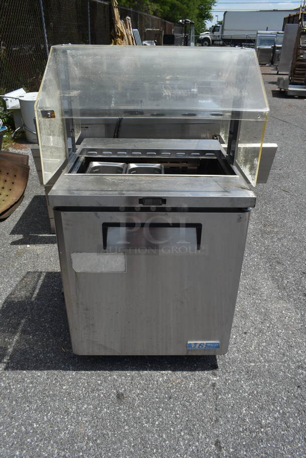 Turbo Air Model MST-28-711S Stainless Steel Commercial Single Door Work Top Cooler w/ Sneeze Guard on Commercial Casters. 115 Volts, 1 Phase. Tested and Powers On But Does Not Get Cold - Image 1 of 6