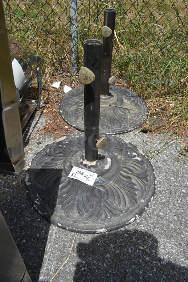 2 Black Metal Patio Umbrella Bases. 2 Times Your Bid! - Image 2 of 3
