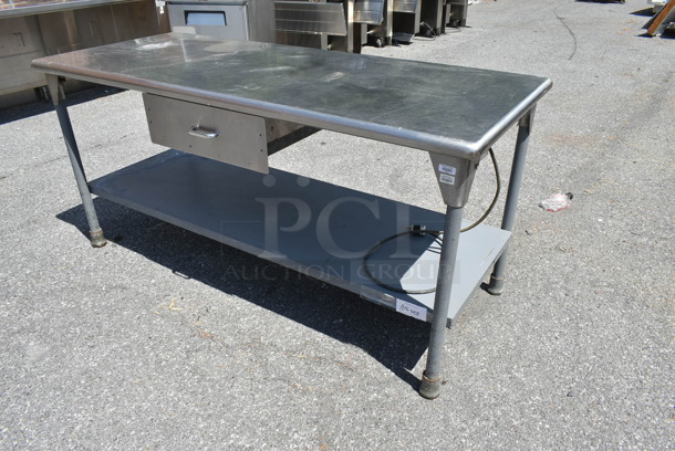 Stainless Steel Table w/ Drawer and Metal Under Shelf.  - Image 2 of 5