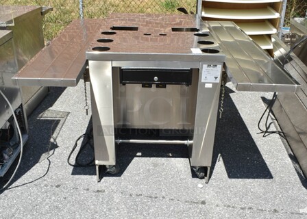 Low Temp K50-CSE Stainless Steel Cashier Station w/ 2 Tray Slides on Commercial Casters. 120 Volts, 1 Phase. 