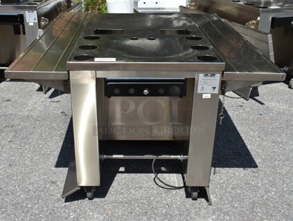 Low Temp K50-CSE Stainless Steel Cashier Station w/ 2 Tray Slides on Commercial Casters. 120 Volts, 1 Phase. 