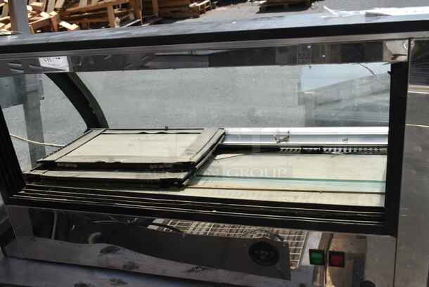 Metal Commercial Countertop Display Case Merchandiser. See Pictures for Cracked Glass. Tested and Powers On But Parts Do Not Move - Image 3 of 3