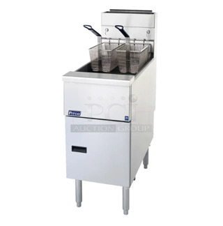 Used Working Pitco VF-35S Gas Fryer - (1) 35 lb Vat, Floor Model, Natural Gas 