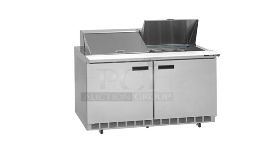 Used Delfield 4460NP-24M 60 inch 2 Door Front Breathing Mega Top Refrigerated Sandwich Prep Table 115 Volt Working