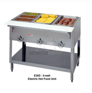 Late Model Used Duke E303 Aerohot Electric 3-Well Steam table Hot Food Unit, 120V Working